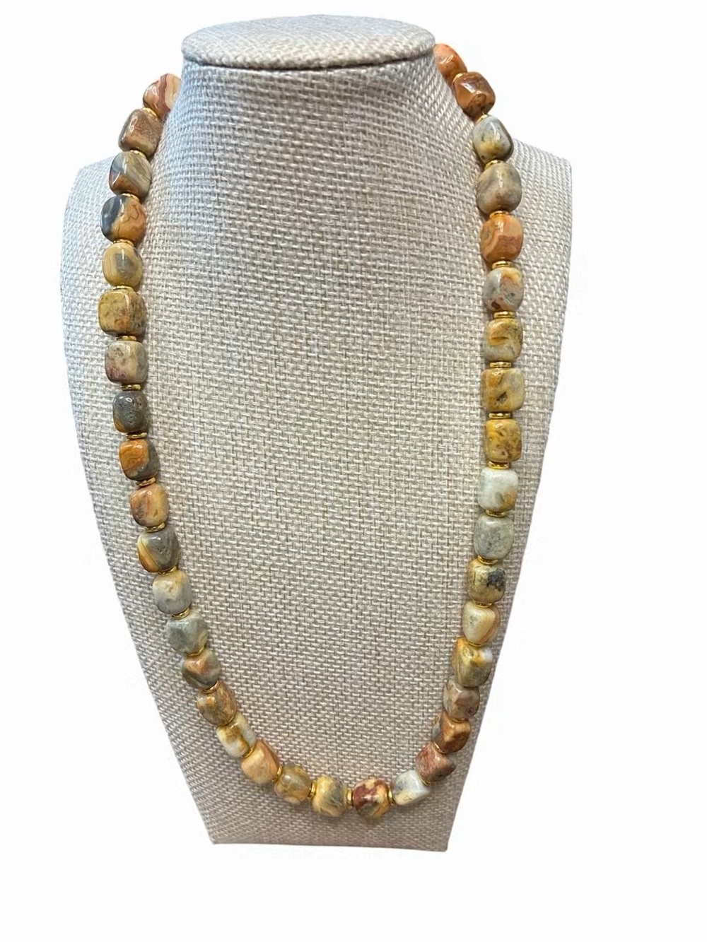 Natural Jasper Beaded Necklace - Multi-Tone Brown